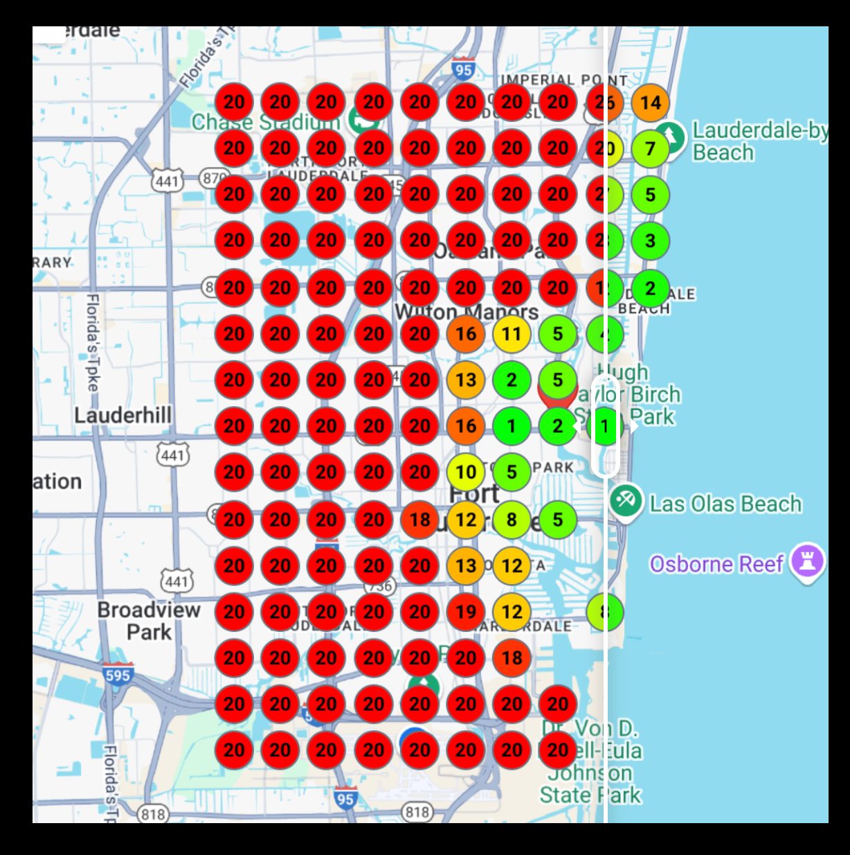 Heat Map Data Visualization Design - Fort Lauderdale Area Coverage Analysis — photo 1